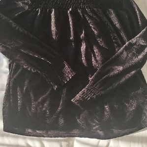 Black Velour ruffle blouse